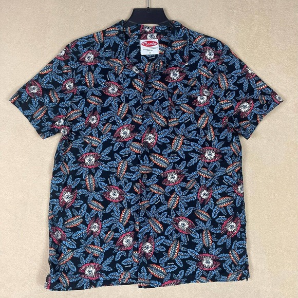 Mambo Mens M Short Sleeve Button Up Shirt Multicolor Lightweight Pocket - Picture 1 of 10